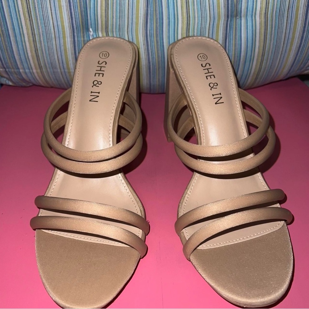 SHEIN Women's Beige Strappy Heels